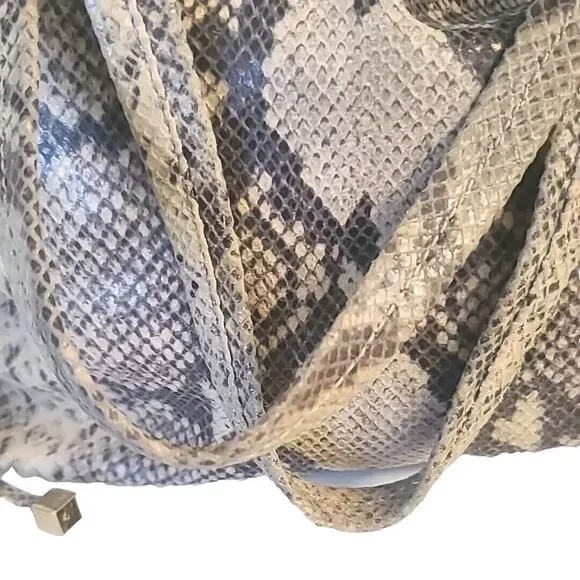 Michael Kors Python Embossed Leather Drawstring Bucket Tote Satchel Shoulder Bag - Picture 12 of 16